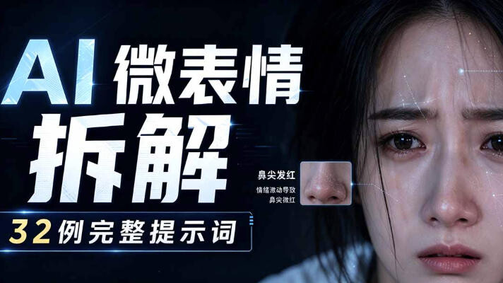 AI微表情拆解提示词合集，精准调控AI角色表情
